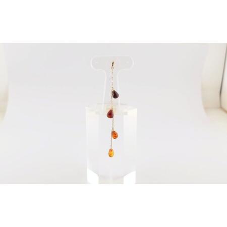 ふるさと納税 Amberlogue ペンダント しずく4粒(金属素材:K10 琥珀:6.5×4.5×4mm サイズ:全長65mm) 岩手県久慈市