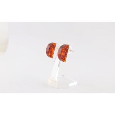 ふるさと納税 Amberlogue ピアス 半円形(金属素材:K10 琥珀:18×5×8.5mm サイズ:全長8.5mm) 岩手県久慈市