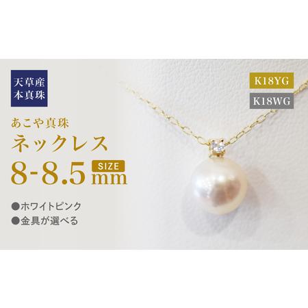 ふるさと納税 S101-516_あこや真珠 ペンダント ネックレス 8mm - 8.5mm 天草 熊本 ホワイトピンク 誕生石 6月 ムーンストーン 半貴石 本真珠 K18 熊本県天草市