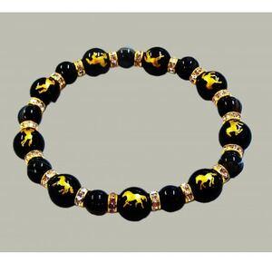 ふるさと納税 万事馬九行く(うまくいく)九頭の馬・黒天眼石ブレスレット[配送不可地域:沖縄県][1697655] 大阪府和泉市