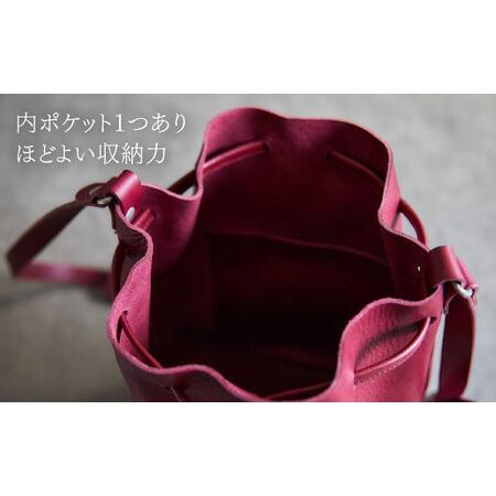 ふるさと納税 巾着ショルダーバッグ ワイン / レザー ショルダー ショルダーバッグ BAG bag バック バッグ 革 ギフト 巾着 きんちゃく / 諫早市 .. 長崎県諫早市の画像