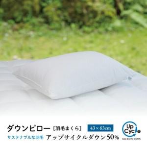 ふるさと納税 [富士新幸謹製] 43×63cm ダウンピロー「サステナブルな羽毛」アップサイクルダウン羽毛枕 山梨県都留市