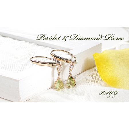 ふるさと納税 ピアス K18YG イエローゴールド ペリドット ダイヤモンド 0.06ct フレンチフックピアス レディース 18金 揺れるピアス キャ.. 山梨県南アルプス市