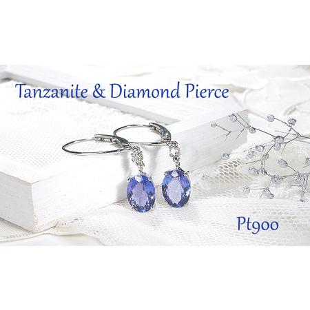 ふるさと納税 ピアス プラチナ Pt900 タンザナイト 大粒 オーバル4.0ct ダイヤモンド 0.06ct フレンチフックピアス レディース 揺れるピア.. 山梨県南アルプス市