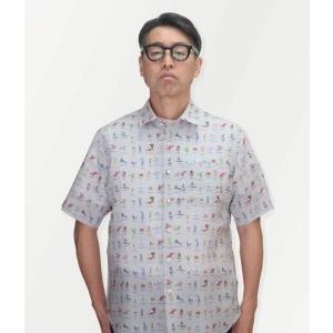 ふるさと納税 CLOFT 麻100%半袖オリジナルプリントシャツ"サーファー柄" L 0139-026-S07-2 東京都新宿区