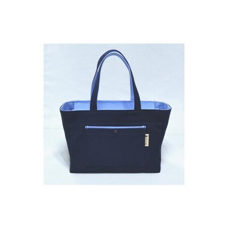 ふるさと納税 Block（小）紺/水色［尾道 帆布鞄 彩工房］ 広島県尾道市の画像