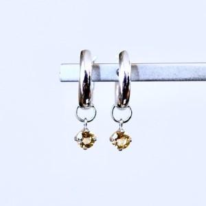 ふるさと納税 Pt900 プラチナ 2WAY ピアス 地金 シトリン フープピアス(直径10mm) 保証書付 SMK-5249 SWAD098-cit 山梨県昭和町の画像