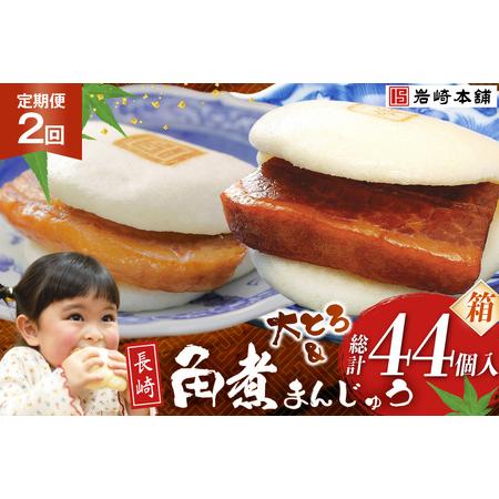 ふるさと納税 BJ082 岩崎本舗 [2回定期便]長崎角煮まんじゅう 12個入・大とろ角煮まんじゅう 10個入 (箱) [長崎県 島原市] 長崎県島原市