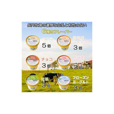 ふるさと納税 長門牧場アイスクリーム20個セットA-4 6種のフレーバー詰め合わせ（バニラ、チョコレート、抹茶、ヨーグルト、いちご、あんず） .. 長野県長和町の画像