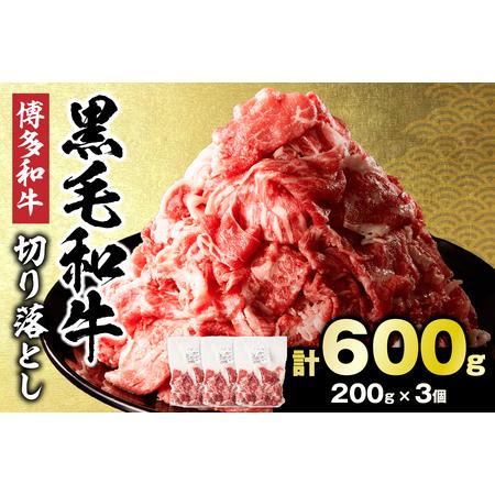 ふるさと納税 黒毛和牛 (博多和牛) 切り落とし 600g(200g×3パック)[伊豆丸商店]_HA1792 福岡県宗像市