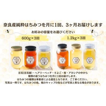 ふるさと納税 【定期便3回】むろうはちみつ 奈良産 純粋はちみつ 種類おまかせ (600g×3回)／ 66832 室生 国産 蜂蜜 ハニー ギフト お取り寄.. 奈良県宇陀市の画像