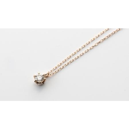 ふるさと納税 K18ピンクゴールド　天然ダイヤモンド0.30ｃｔ　爪留めネックレス FNP-6 250-006 山梨県笛吹市_1