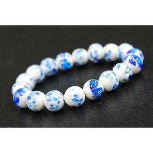 ふるさと納税 沖縄伝統工芸!琉球とんぼ石 10mm 数珠ブレスレット 青白[1185697] 大阪府忠岡町
