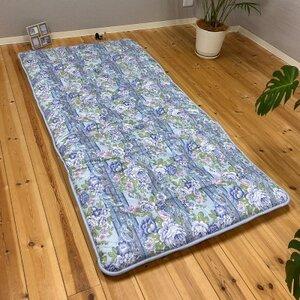 ふるさと納税 日本製固綿入りボリューム敷布団(シングル/花柄ブルー)[1707149] 群馬県太田市