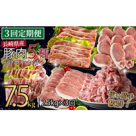 ふるさと納税 [定期便]長崎県産豚 バラエティ 5点セット 計2.5kg[3回お届け] 長崎県佐世保市