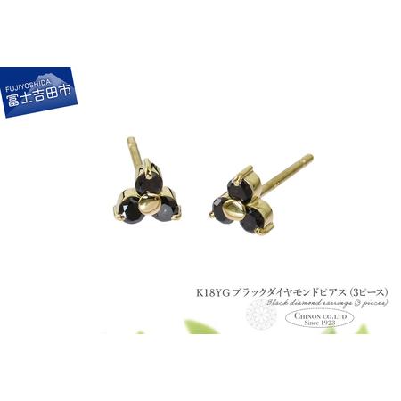 ふるさと納税 ピアス K18YG ブラックダイヤモンドピアス(3ピース) CS-711 ジュエリー 山梨県富士吉田市