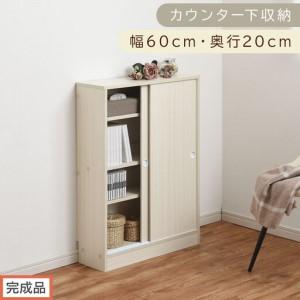 ふるさと納税 [完成品でお届け]カウンター下収納〔幅60cm・奥行20cm〕(ホワイト)カウンター 下 収納 幅60cm カウンター下収納 引き戸 薄型.. 和歌山県海南市