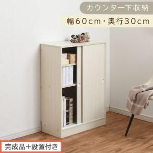 ふるさと納税 [完成品+設置付き]カウンター下収納〔幅60cm・奥行30cm〕(ホワイト)カウンター 下 収納 幅60cm カウンター下収納 引き戸 薄.. 和歌山県海南市