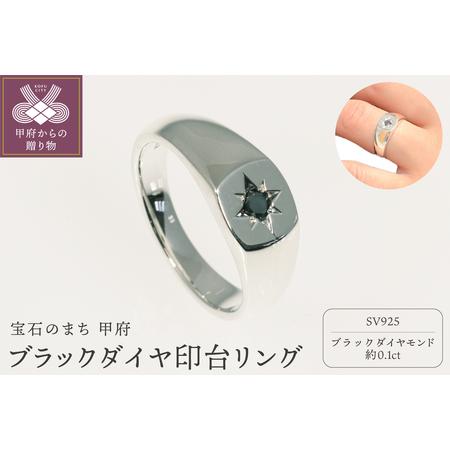 ふるさと納税 SV925 ブラックダイヤ印台リング FHP-055 山梨県甲府市