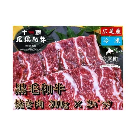 ふるさと納税 焼き肉用 黒毛和牛 300g×2パック 計600g[冷凍 牛肉 焼肉 ビーフ BBQ バーベキュー 北海道 十勝](AQ0003) 北海道広尾町
