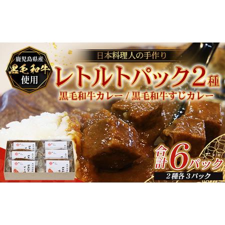 ふるさと納税 [2種類]＼日本料理人の手作り/ 鹿児島県産 黒毛和牛レトルトパック 2種セット ≪合計6パック≫ カレー(240g×3パック.. 鹿児島県南大隅町