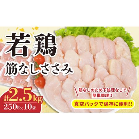 ふるさと納税 若鶏 筋なし ささみ 計2.5kg 鶏肉_C131-24 宮崎県日南市