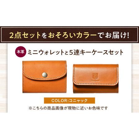 ふるさと納税 本革かぶせミニウォレットと5連キーケースセット コニャック 滋賀県長浜市/株式会社ブラン・クチュール[AQAY411] 滋賀県長浜市_1