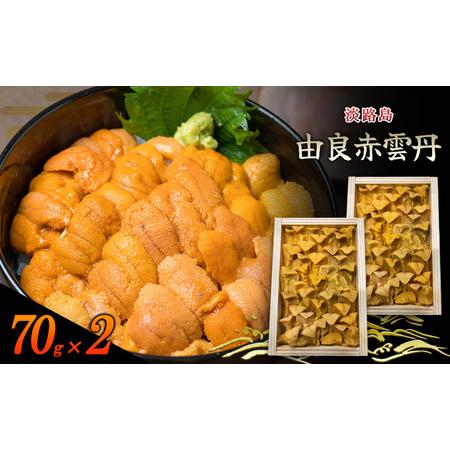 ふるさと納税 うに 由良産 赤ウニ 70g 2枚 木箱 うに 兵庫県洲本市