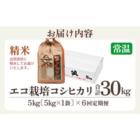 ふるさと納税 【先行予約】【令和8年産 新米】エコ栽培コシヒカリ  白米5kg×6回 計30kg ／ 鮮度抜群 福井県産 こしひかり ご飯 新鮮 白米.. 福井県あわら市の画像