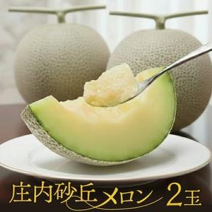 ふるさと納税 SB0891 庄内砂丘メロン(青肉) 2玉 2.6kg以上 つる付き 山形県酒田市