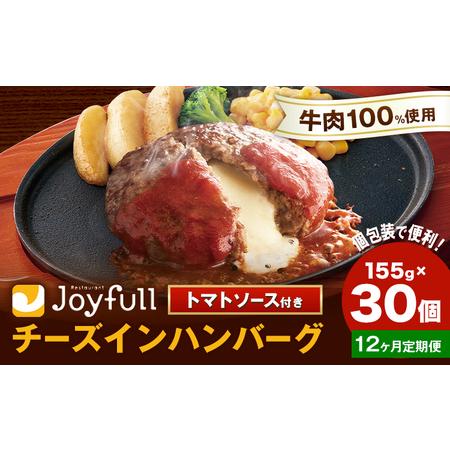 ふるさと納税 [12ヶ月定期便]ジョイフルハンバーグ チーズインハンバーグ トマトソース付 30個 1個155g 生ハンバーグ ソース付き 牛肉 ジョイ.. 熊本県菊池市