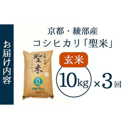 ふるさと納税 【定期便3回】 聖米(玄米) 10kg×3回 | 米 お米 こしひかり 玄米 京都府綾部市_1