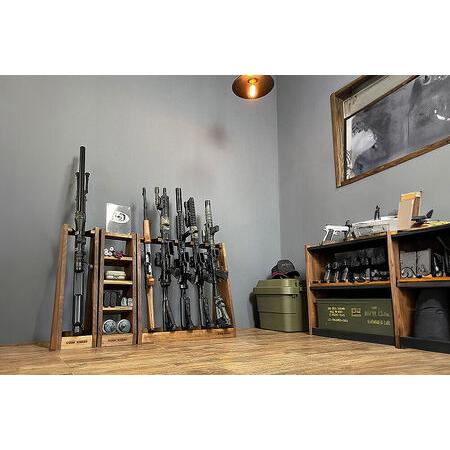 ふるさと納税 WOOD WORKS ガンラック ライフルスタンド 5丁掛【本体:ライトブラウン×ブラックウッド】完成品 秋田県横手市_4