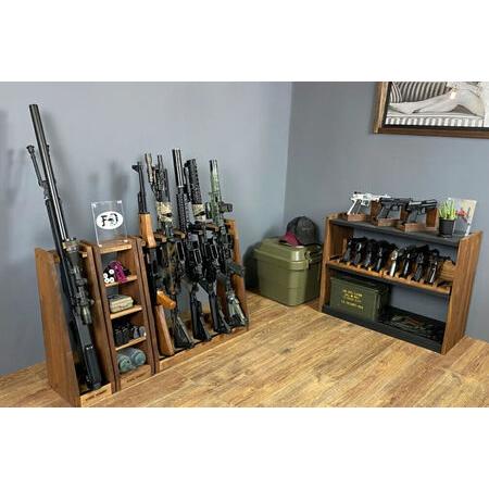ふるさと納税 WOOD WORKS ライフルスタンド 1丁掛＋マガジンラックセット【本体:ミリタリーグリーン】完成品 秋田県横手市_3