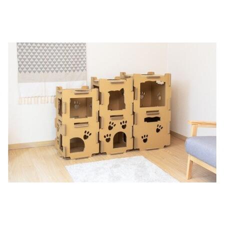 ふるさと納税 持ち運び・組み立て簡単！段ボール製キャットタワー『にゃんこベース』サイズ：小 愛知県春日井市_4