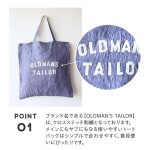 ふるさと納税 トートバッグ 【OLDMAN'S TAILOR】LOGO EMBROIDERY LINEN TOTE BAG　ブルー リネン 山梨県富士吉田市の画像