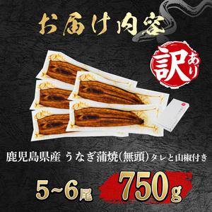 ふるさと納税 【0184359a】【緊急支援品】＜訳あり＞鰻の蒲焼き(無頭)(5〜6尾・計約750g・タレ、山椒付) うなぎ ウナギ 鰻 国産 蒲焼 蒲焼き.. 鹿児島県東串良町_2