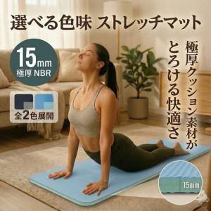 ふるさと納税 ストレッチマット 厚手 15mm [ブルー/グリーン] ヨガマット ストレッチ 極厚 リハビリ リラックス 効果 筋肉 運動 健康 ストレ.. 千葉県東金市