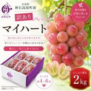 ふるさと納税 [先行予約][訳あり] 神石高原町産 マイハートぶどう 約2kg|ハート形が特徴の希少品種[9月中旬-11月中旬出荷予定(土日祝.. 広島県神石高原町