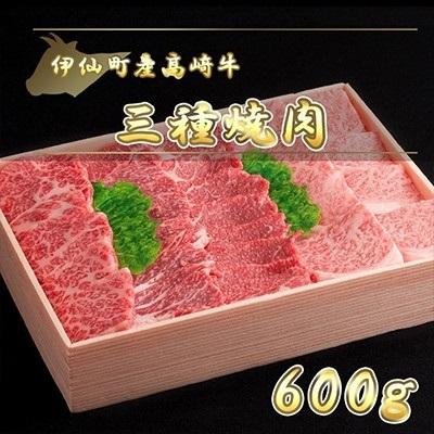 ふるさと納税 伊仙町産高崎牛三種焼肉600g[N-04] 鹿児島県伊仙町