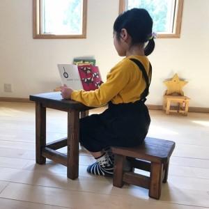 ふるさと納税 木製キッズデスクセット 『はじめてのminiデスク＋miniスツールset』（カラー：ウォルナット） │パイン材 ハンドメイド 子供用 .. 和歌山県美浜町_1