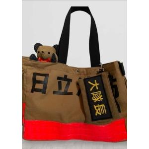 ふるさと納税 企業×障がい福祉×消防　廃棄消防防火服から生まれた唯一無二のトートバッグ＆火の用心のくまヒノカミベアーセット【 ト.. 茨城県日立市の画像