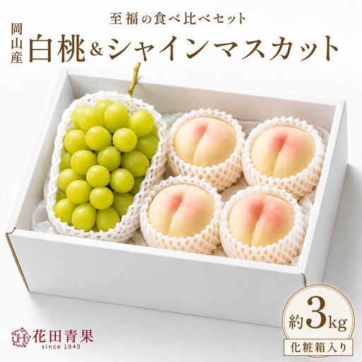 ふるさと納税 シャインマスカット&桃 岡山県産シャインマスカット&桃の詰め合わせ 約3kg フルーツ もも [hnds012] 岡山県真庭市