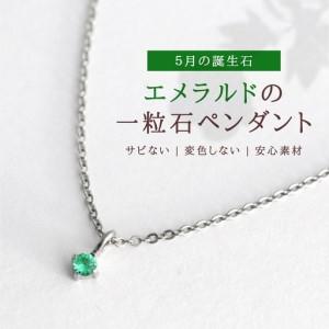 ふるさと納税 純チタンエメラルドの一粒石ペンダント ネックレス | アクセサリー ネックレス 新潟県 弥彦村 新潟県弥彦村