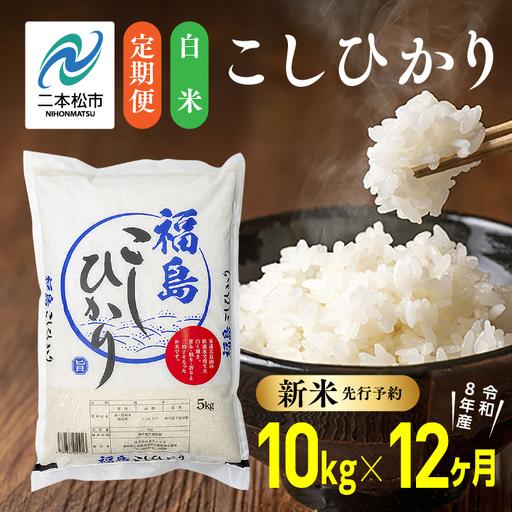 こしひかり　精白米　12ｋｇ　限定　お得 ふるさと納税 【令和8年産先行予約】【12ヶ月10kg定期便】白米