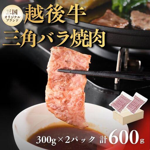 ふるさと納税 越後牛 三角バラ焼肉 600g (300グラム×2パック) 三国 | 冷凍 焼き肉 新潟県 小千谷市 新潟県小千谷市