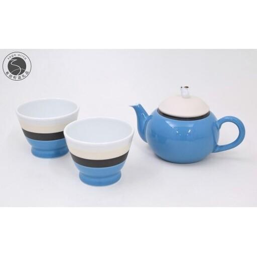 ふるさと納税 有田焼 セルリアンブルー 茶器セット[深川製磁]茶器 急須 湯呑 ゆのみ セット 青 ブルー 食器 器 うつわ スタイリッシュ おしゃ.. 佐賀県有田町