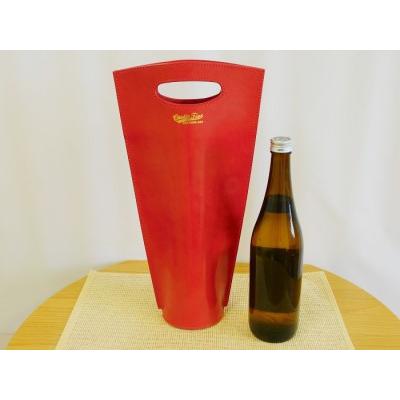 ふるさと納税 【日本酒1本つき】牛革使用 ワインキャリーバック720ml 1本用（黒×赤・黒・赤） ファッション かばん トートバッグ 手提げ .. 秋田県五城目町の画像