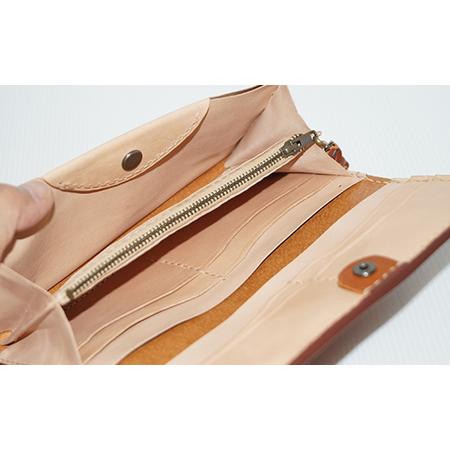 ふるさと納税 本革製長財布 (小銭・カード・お札ほか)＜レッド＞ 国産牛ヌメ革 ハンドメイド 財布 長財布 ウォレット 本革 レザー 革製品 .. 山口県山陽小野田市の画像