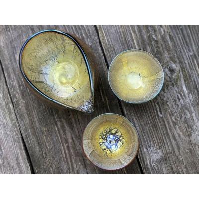 【ガラス工芸品】銀彩 飴釉酒器(片口・盃2個)(宮澤ガラス/077-1040) 鹿児島県指宿市 【兜】